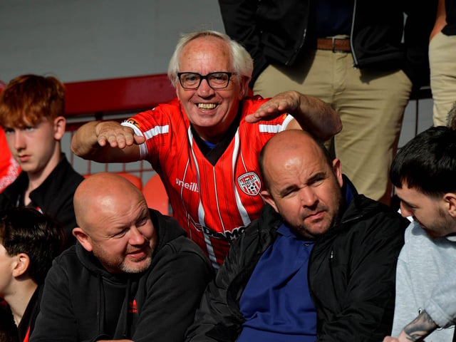 Enjoying the craic at Derry City’s game against Sligo Rovers on Friday evening. Photo: George Sweeney. DER2327GS – 060