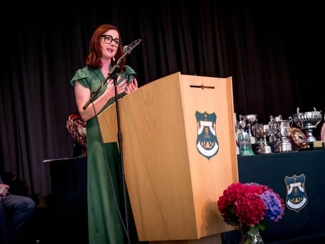 Professor Siobhan O’Neill (Professor of Mental Health Sciences at Ulster University, and Mental Health Champion for Northern Ireland) addresses the audience.