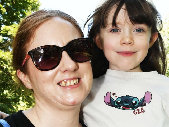 Clar and Aoibhin Blakey enjoyed the sunshine during their recent visit to Brooke Park.