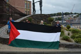 Sinn Féin members during the Global Day of Action for Gaza in Derry at the weekend