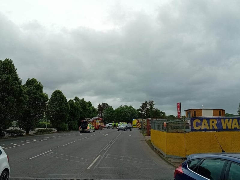Two people were transferred to the care of the ambulance service following a two vehicle collision at the entrance to Sainsbury’s and KFC off the Strand Road on Thursday morning.