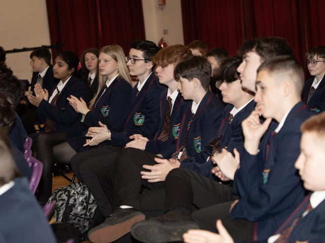 Guest speaker Emer Rafferty receives a round of applause on Tuesday.