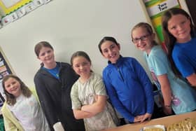 Bunscoil Cholmcille pupils Lily, Emily, Amelia, Cobhlaith, Freya and Kyra, who set up a lemonade stall at the school fun day to raise funds for the Children’s Ward.