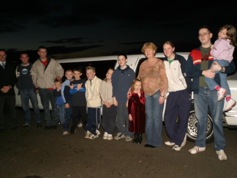 All aboard for the Bowling Alley  Young Brendan Tracey with family and friends setting off to the Bowling Alley for his 10th Birthday party:Derry parties from November 2003
