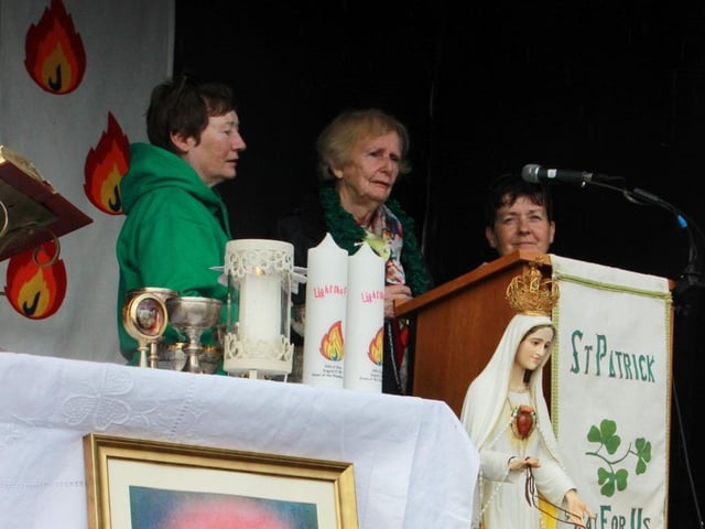 Participants in the open air Mass at Slane.