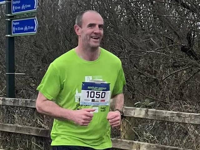Mark Durkan taking part in the race on Saturday.