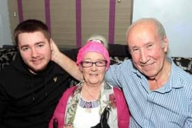 Cian, pictured with his grandparents Marie and John McConnell.
