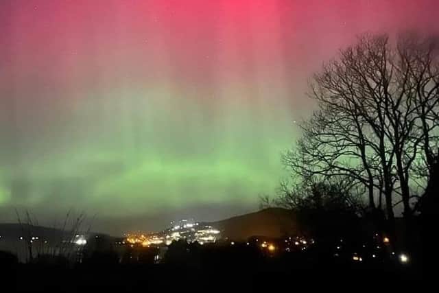 The Aurora Borealis on Sunday night, pictured from Inch Island, overlooking Fahan. Picture: Rosalyn McLaren.