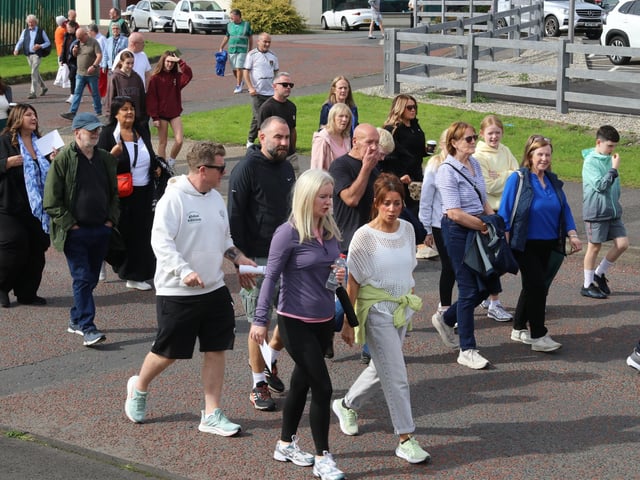 Family, friends and the community pictured at the Annual Chieftain’s Walk in memory of Martin McGuinness. (Photo - Deirdre Heaney, nwpresspics)