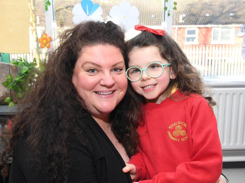 Madeline and her mum pictured at Steelstown PS during Grandparents Day.