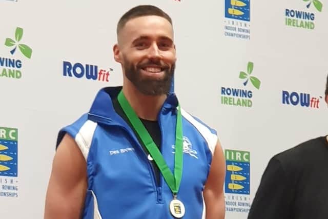 A delighted Daniel on top of the podium after claiming the Irish title in Limerick in January.