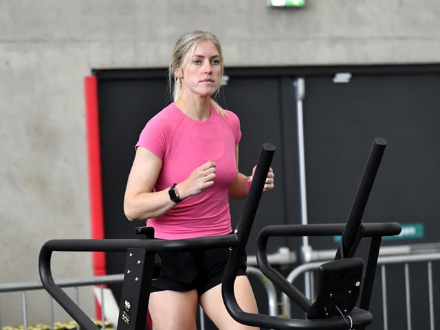 Competitor in the Maiden City Hyrox IV held at Sean Dolans GAC. Photograph: George Sweeney