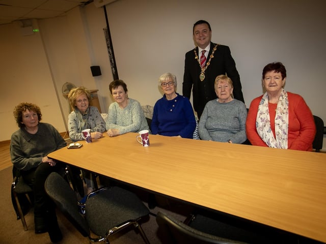 Members of the Rathmor Women's 50+ Club pictured with the Mayor during Tuesday's visit. : Mayor visits Rathmore 50+ Women's Club.