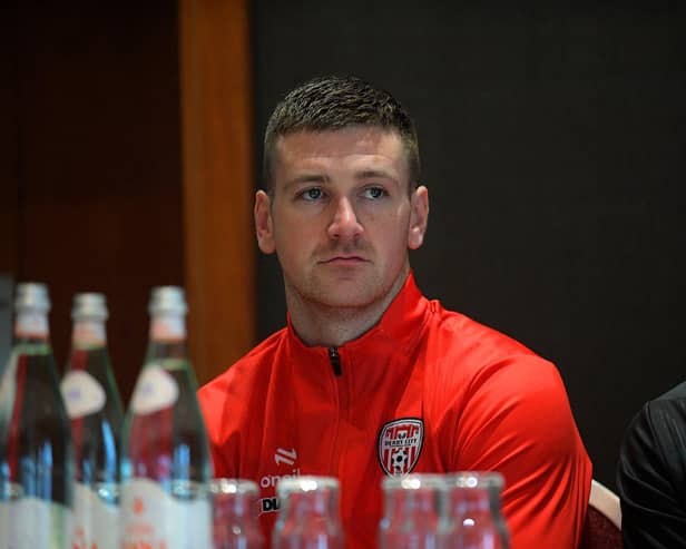 Derry City captain Patrick McEleney at the club’s Fans Forum held in the City Hotel on Saturday afternoon. Photograph: George Sweeney