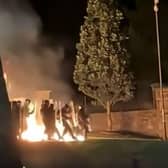 A scene from video footage of the incidents at Nailor's Row in Derry.