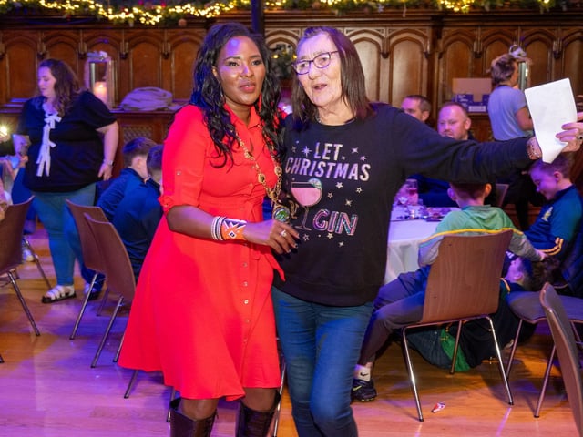 The Mayor Councillor Lilian Seenoi-Barr hosted a Christmas Community event at the Guildhall for people from across the Derry City and Strabane District Council area on Sunday. Picture Martin McKeown. 01.12.24 : Mayor's Community Christmas Party