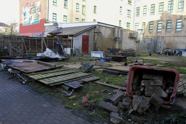 Damage from Storm Isha on Sackville Street yesterday. Photo: George Sweeney