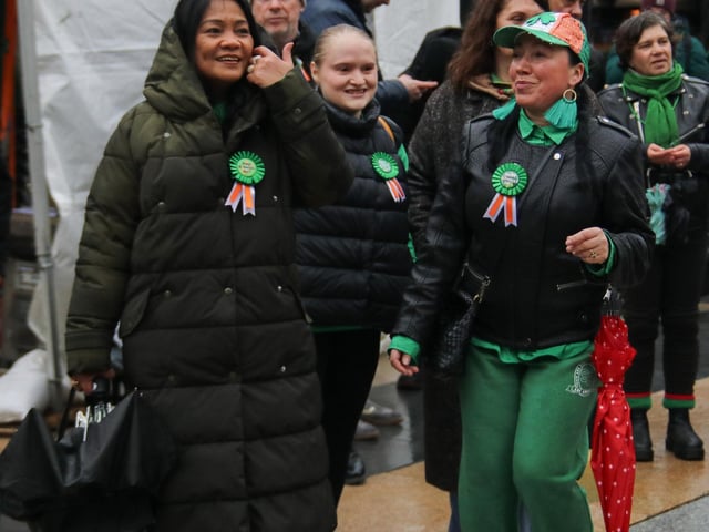 A section of the crowd enjoying the music on St. Patrick’s Day in the Guildhall Square. (Photo - Deirdre Heaney, nwpresspics)