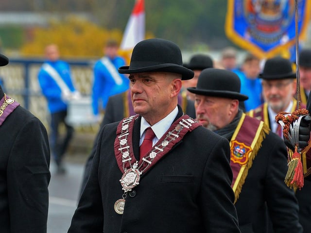 Graeme Stenhouse, Governor ABOD, pictured at the Apprentice Boys of Derry’s Shutting of the Gates parade held in the city on Saturday last. Photo: George Sweeney