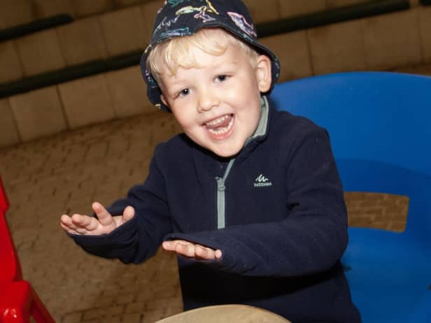 Young Fiachra Blackery shows off his drumming skills during Friday's Greater Shantallow Area Partnership/Ethos Family Fun Day at the Playtrail, Belmont. (Photos: Jim McCafferty Photography)