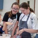 Some of the girls during one of the baking activities.