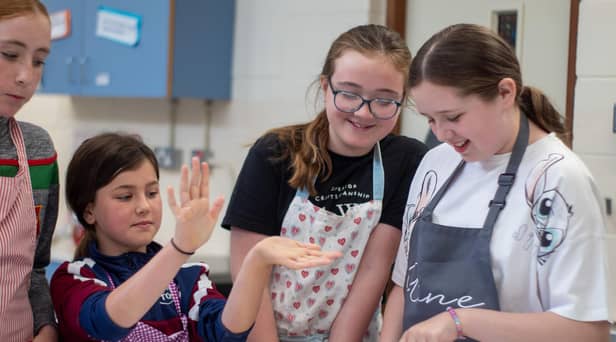 Some of the girls during one of the baking activities.