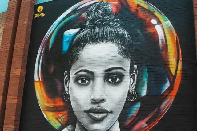 Street art on Quayside Shopping Centre on the Strand Road