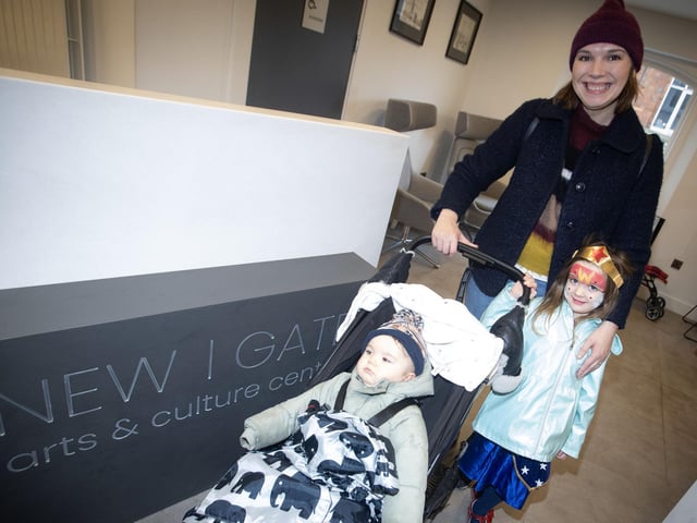 Mum Clare Houston pictured with Ryan (1) and Aoife (4) at Saturday's Feile event in New Gaet Arts and Culture Centre.