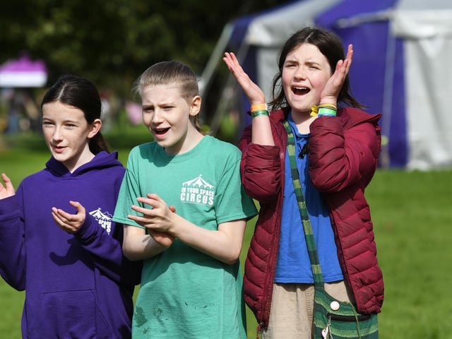 Enjoyiing the exploits of the wonderful Jitterbug Jackson during Saturday's Festival. : .