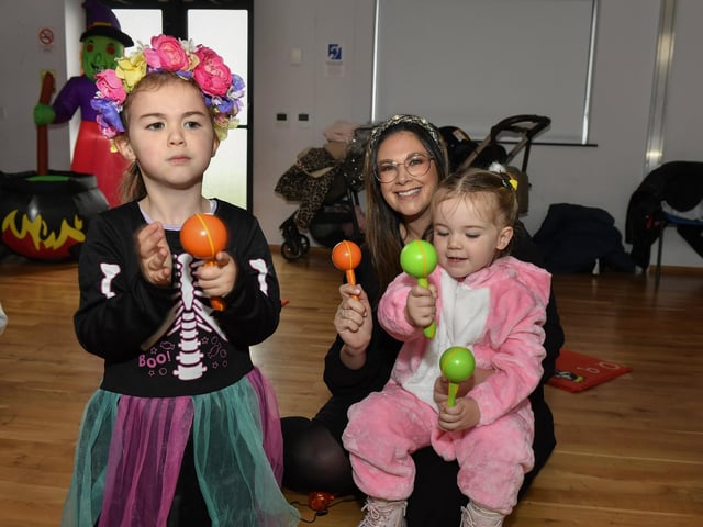 Pictured are young children and relatives at the he Waterside Shared Village cross-community Halloween kids costume party and disco with entertainment from Jo Jingles and Gary McMusic.