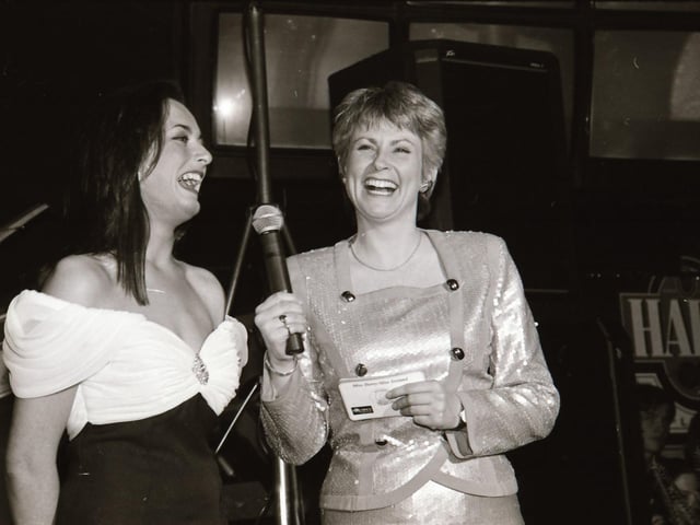 The finalists of the 1995 Miss Derry competition pictured at the final in Squires Nightclub.