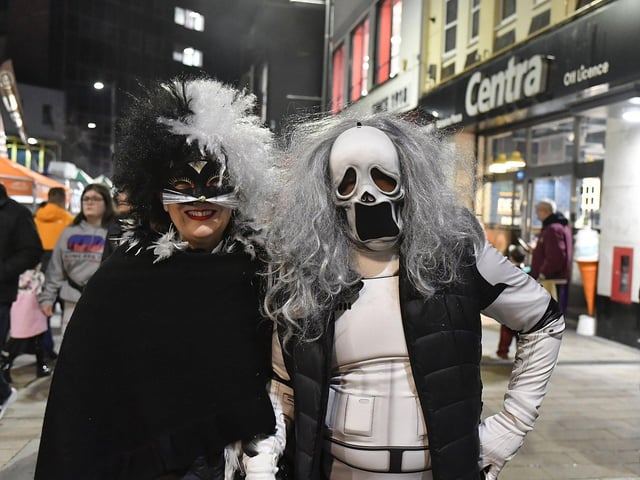 Revellers in costume at the Halloween festivities on Friday evening. Photo: George Sweeney