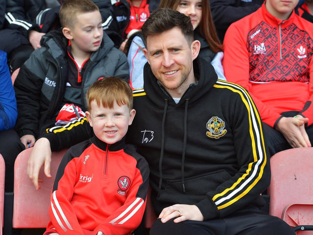 Fans in Celtic Park on Sunday afternoon for Derry's National football League game against Mayo. Photo: George Sweeney