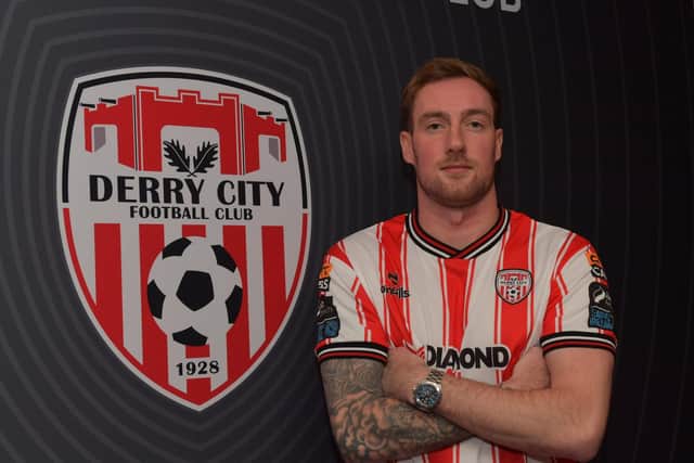 New Derry City signing Kevin Holt who arrived from Dundee United. Photograph by George Sweeney.