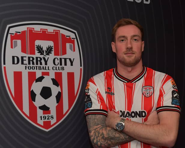 New Derry City signing Kevin Holt who arrived from Dundee United. Photograph by George Sweeney.