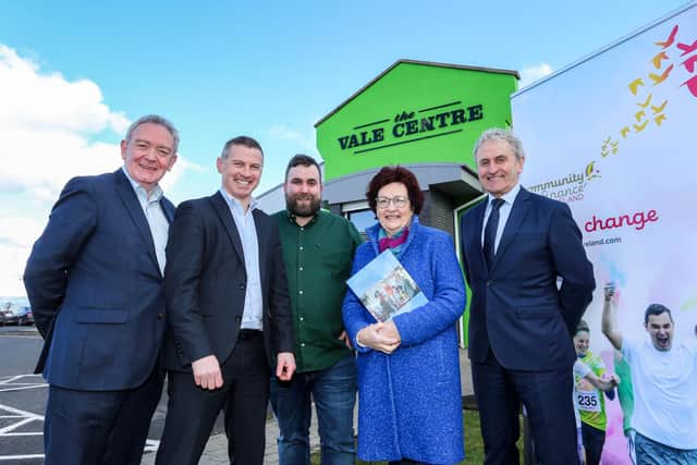 Damian McAteer CFI Group Chair, Donal Traynor, CFI Group CEO, Columba Mailey, Manager of the Vale Centre, Bridie Mullen, Vale Centre committee and IFI Chair Paddy Harte.
By Lorcan Doherty.