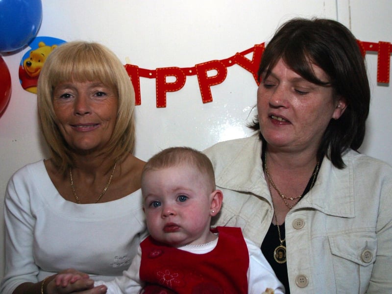 Kelsie having a gran time.Granny Chris McCourt and Granny Anne McMullan with Kelsie on her 1st Birthday.:Derry parties from November 2003