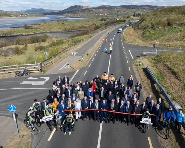 Official Opening of N56 An Clochán Liath to Glenties Road Projectby Jack Chambers, Minister of State at the Department of Transport and at theDepartment of Environment, Climate and Communications.  Photo Clive Wasson