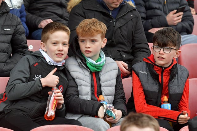 Young fans at the Derry v Dublin game in Celtic Park. Photo: George Sweeney. DER2309GS – 91
