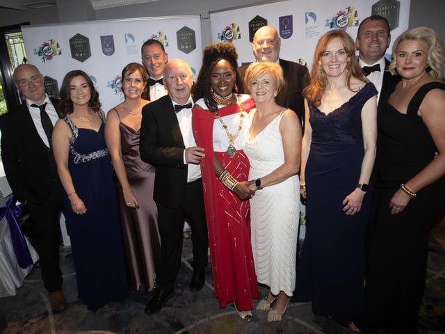 The Mayor pictured with guests at Friday night's Ball in the Everglades Hotel, Derry.