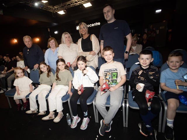 Oakleaf Boxing Club founder Eugene O'Kane Senior pictured with some family and club members at Tuesday's premiere.