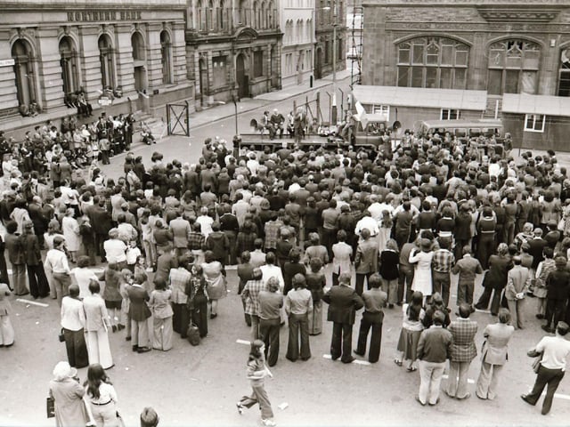 Pictured are people taking part in anti-internment demonstrations across Derry in August 1975 on the anniversary of the introduction of internment without trial in the north of Ireland four years earlier on August 9, 1971. Photos: Derry Journal.