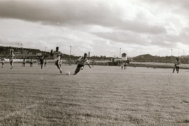 Action from Derry City's friendly with Arsenal in 1987.