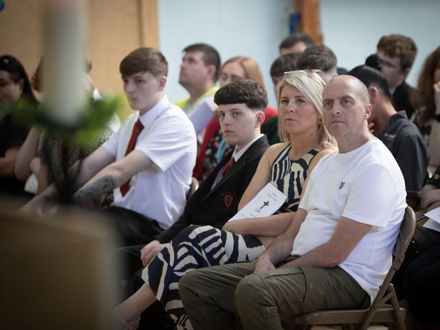 Students and parents attending the Year 12 Leavers Mass at St. Joseph's Boys School on Wednesday. : .