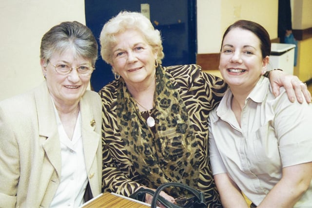 Enjoying the craic at the Bishop Street reunion were Maureen Breslin, Mary Donnelly and Deirdre Lynch. 050603HG17