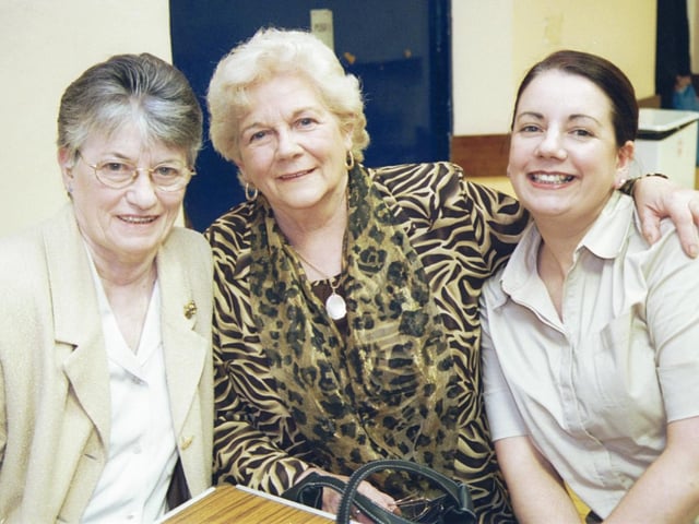 Enjoying the craic at the Bishop Street reunion were Maureen Breslin, Mary Donnelly and Deirdre Lynch. 050603HG17