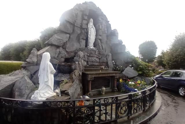 The grotto at St. Eugene's Cathedral that was erected in 1928 in memory of Bishop Charles McHugh, who inaugurated the first Irish National Pilgrimage to Lourdes in 1912.