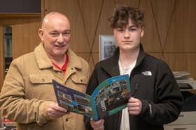 Rhys Scully and Sean Scully pictured at North West Regional College's Apprenticeship showcase at Springtown campus as part of NI Apprenticeship week 2024. 