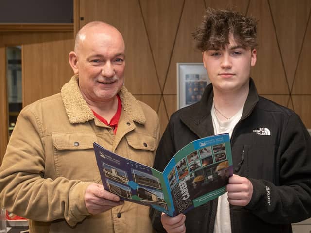 Rhys Scully and Sean Scully pictured at North West Regional College's Apprenticeship showcase at Springtown campus as part of NI Apprenticeship week 2024. 