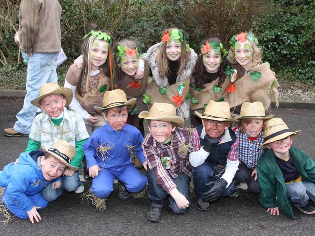Children from Gaelscoil, Buncrana pictured during Sunday's St. Patrick's Day parade in the town. 1903JM17